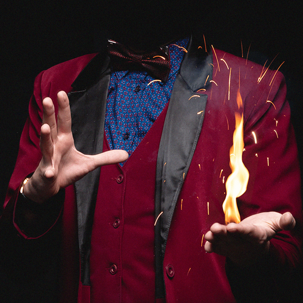 image d'un magicien faisant du feu avec ses mains